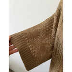 Vintage 80s Jintu Brown Knit shawl collar short sleeve wool blend Cardigan M Size L Photo 5