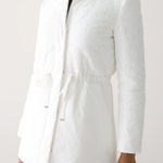 White House | Black Market Nwt  White Floral Lace Chevron Puffer Jacket Photo 0