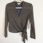 L'Agence  Metallic Long Sleeve Seneca Wrap Top Photo 4