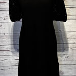 Ava James  Black Midi Dress Size Medium | Short Puff Sleeve Eyelet Detail Photo 0