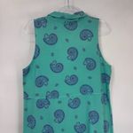 Vintage Zip Code Maxi Dress Womens Large Green Cotton Seashell Print‎ Collared Photo 7