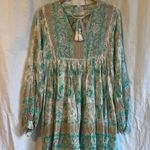 The Fox and the Mermaid Calista V Neck Tassel Floral Printed Mini Dress Blue Size M Photo 1