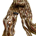 Italian Lambswool Blend Knit Scarf Brown Green Multicolor Fringe Cozy Winter Photo 3