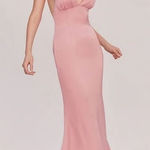 Fame and Partners  Trine Dusty Rose Pink Satin V-Neck Maxi Gown Size 4 Photo 0