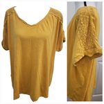 Sonoma Yellow Relaxed Cotton Embroidered Short Sleeve Tee Sz XL Photo 1