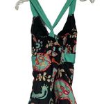 Alex Marie Swimsuit Top Black Colorful Floral Paisley Pattern Size M Photo 2