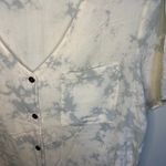 Nytt V Neck Button Up Short Sleeve T-shirt Small Tie Dye Cream Front Pocket Photo 5