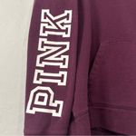 PINK - Victoria's Secret Victoria’s Secret PINK Hoodie Sweatshirt Small Burgundy Gray Colorblock Dog Logo Photo 1