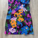 Vintage 60s Mod Mini Shift Dress Purple Floral Print Sleeveless Floral XS Retro Size XXS Photo 3