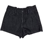 American Eagle  Outfitters High Waisted Denim Shorts Black Paper Bag Waist Size 6 Photo 0