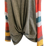 Boutique Y2k Striped Off shoulder Long Sleeve Shirt casual Multicolor boatneck medium Photo 4