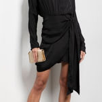 Tart  Isono Poly Silk Wrap Mini Dress Long Sleeve Elegant Black Medium NWT Photo 0
