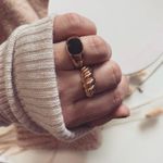 Boutique Gold And Black Geometric Ring Photo 0