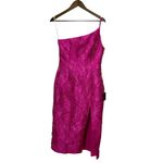 Lulus  Beloved Muse Hot Pink Floral Jacquard One Shoulder Midi Dress Small New Photo 5