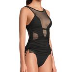 Becca NWT  Muse Macie High Neck Black Mesh Overlay One Piece Small Swimsuit Photo 1