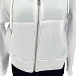 Womens Drawstring Full Zip Up Cropped Hoodie‎ Sweatshirt White Size Small Photo 1