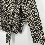 easel  Oversized Leopard Print Sweater Tie Front Drop Shoulder Slouchy Size L Photo 3