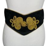 Vintage Sandy Duftler Belt Size Small Black Velvet Statement Dynasty Gold Emblem Photo 1