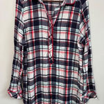 Splendid  Candy Cane Plaid Nightshirt Top Pajama Sleep Shirt Long Sleeve Red Photo 0