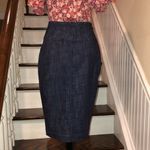 LONDON Women’s Denim Maxi Jean Long Skirt With Center Back Vent Pockets Sz 8 Blue Photo 10