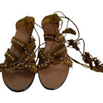 Aquazzura Firenze Women’s Strappy Sandals Size 39 Made In Italy Boho Hippie Brown Photo 0