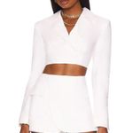 Lovers + Friends  White Crop Blazer SMALL Linen Backless Tailored Padded $198 Photo 2