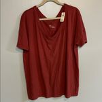Aerie  Oversized V-Neck Boyfriend T-Shirt Size Small Maroon Burgundy Red Photo 1