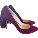 Loeffler Randall women’s suede fringe trim accent d’orsay maroon size 7.5B Photo 5