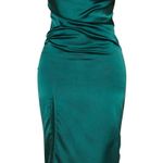 Pretty Little Thing Green Satin Long Dress Photo 0
