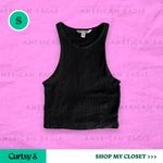 American Eagle Black Razorback Cropped Tank Top Photo 1