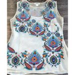 Sundance Catalog Top Women’s Sz XS Thermal BOHO Embroidered Shirt Blue Summer White Photo 13