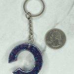 Silver Tone Glitter C Monogram Initial Letter Keyring Keychain Photo 4