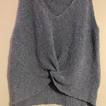 FATE. Blue Front Twist Knot Knit Tank Top Photo 2