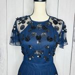 Gianni Bini  A-Line Flare Dress Navy Sequin Mesh Tulle Open Back Sz 6 Photo 1