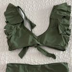 Women size small olive Green Ruffle Bikini Set Photo 5