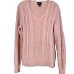 CHAPS Classics Pink Metallic Cable V Neck Pullover Long Sleeve Sweater XL Photo 1