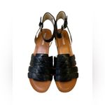 Marc Fisher  Pastya Black Leather Wedge Platform Sandals Shoes New w/ box Size 8 Photo 1