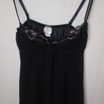 Intimate Attitudes 1X Lilac Embroidery on Black Negligee Sleep Top Plus Purple Photo 0
