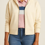 A New Day Cream Zip Front Hoodie Women's Size Large L Soft Lightweight Jacket Photo 0