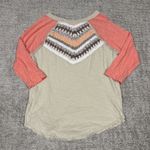 Free People We The  Spring Bound Top Womens Small Crochet Paneled Shirt Beige Photo 4