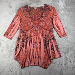 One World Tunic Top Women Floral Paisley Boho Casual Pink Orange Size Large Photo 2