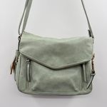 Sage Green Faux Leather Crossbody Bag Women’s Adjustable Strap Tassel Pocket Photo 1