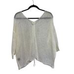 POL V-Neck Open Knit Lightweight Knit Beachy Sweater in Off-White/Ivory - Size S Photo 1
