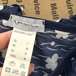 None Navy white girly Cottagecore dainty polka dot butterfly ruffle tie halter bikini Photo 4