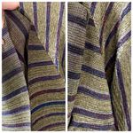 ZARA  Trafaluc Gold Metallic Stripe Crinkle Knit Mock Neck Blouse Top, sz. S Photo 12