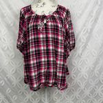 Torrid  Sleep Gauze Henley‎ Short Sleeve Plaid Pink Sleep Shirt Size 2X NWT Photo 11