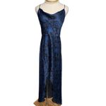 Alice + Olivia Christina Hi‑Lo Dress Size 6 Winter Palace Cowl Neck blue black Photo 4
