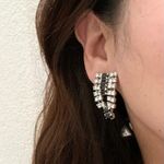 Vintage Signed PAT 1967965 Black/Clear Pave Rhinestones Clip On Earrings 11.0g Black Photo 1