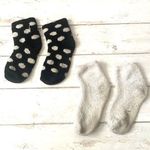 Target Fuzzy Socks Winter Fleece Bundle Set of 2 White Black Polka Dots Women’s OS Photo 0
