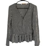 ZARA  Black Striped Peplum V-Neck Button Front Collared Blouse Women Sz XS Photo 0